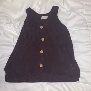 Plum V-Nexk Tank with Buttons